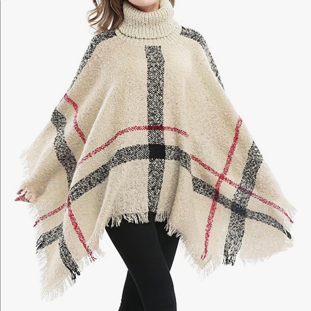 Women’s Pullover Oversized Turtleneck Poncho/ Shawl Wrap